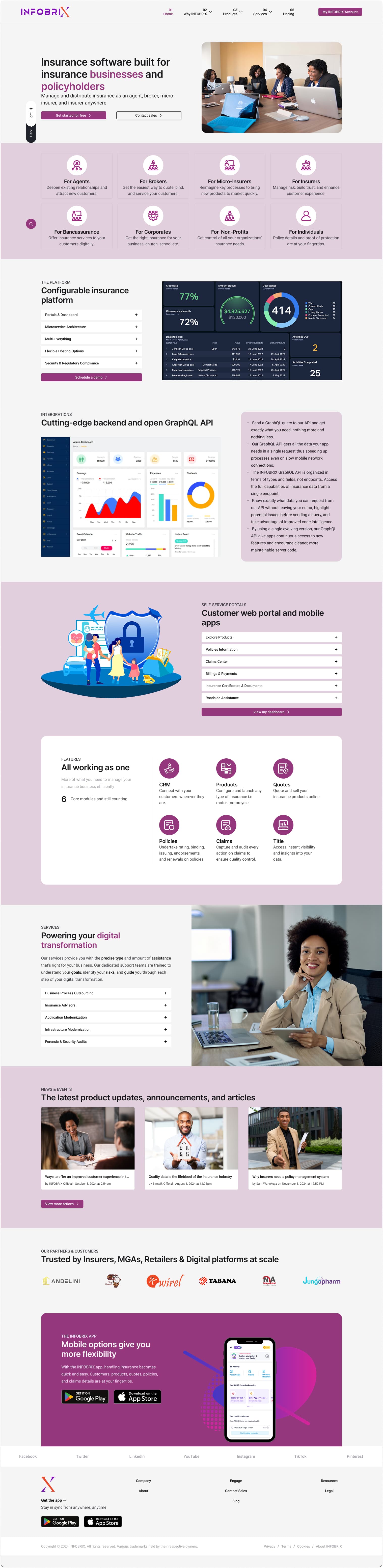 Infobrix Insurance Website UI/UX screenshot 1
