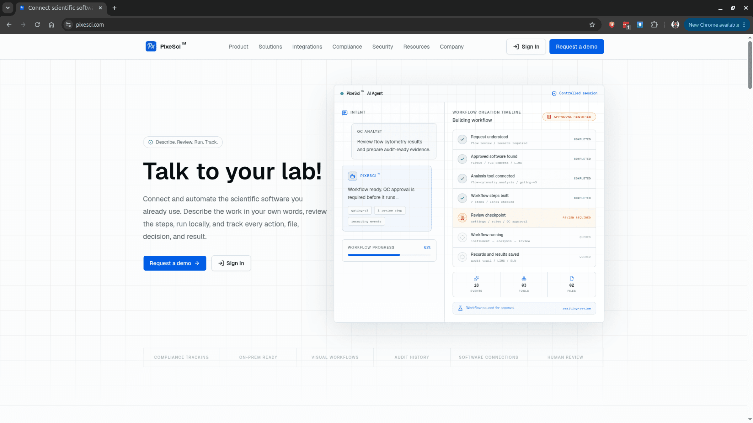 PixeSci Website and Portal screenshot 1