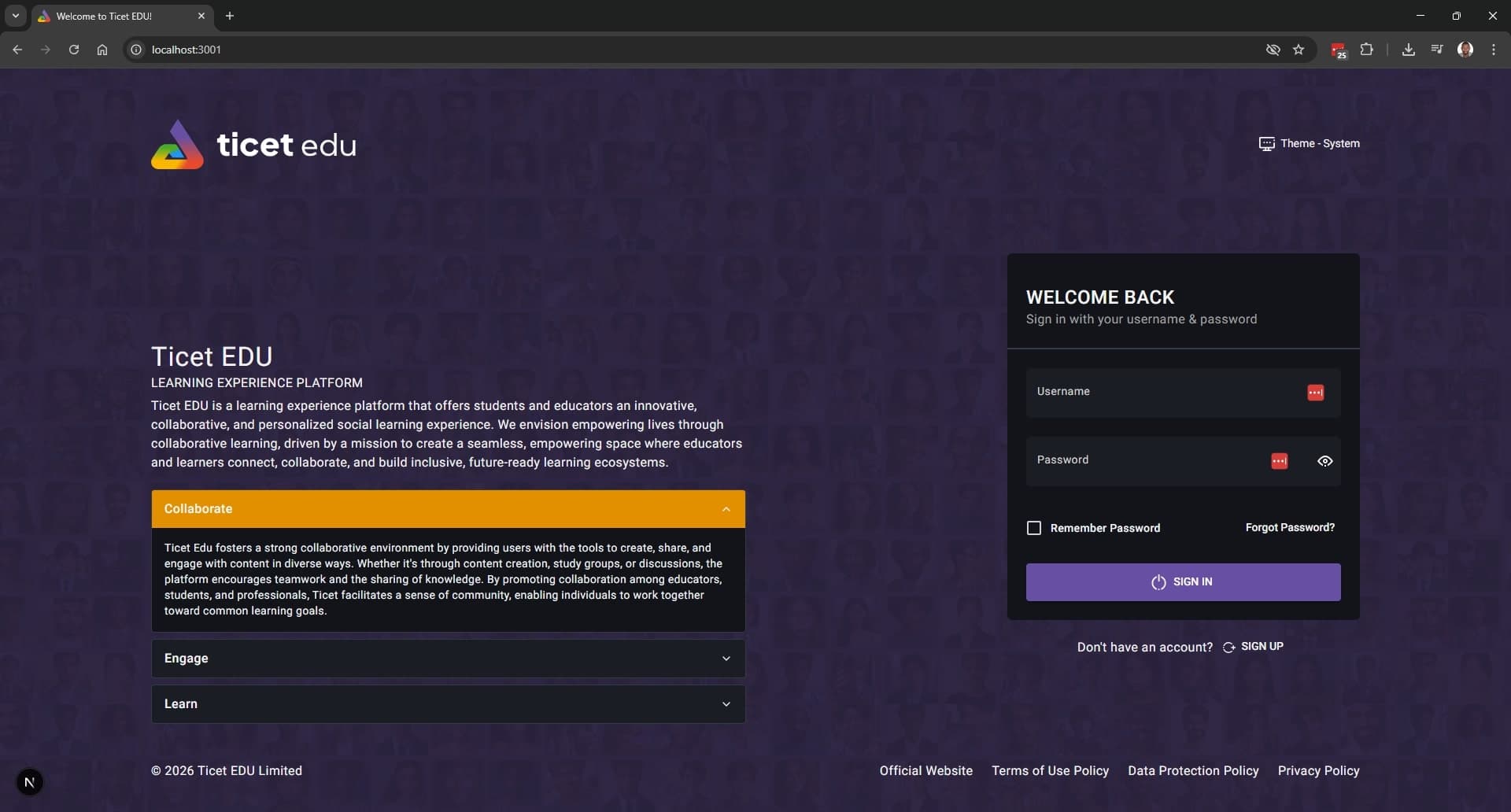 Ticet EDU LXP Frontend screenshot 1