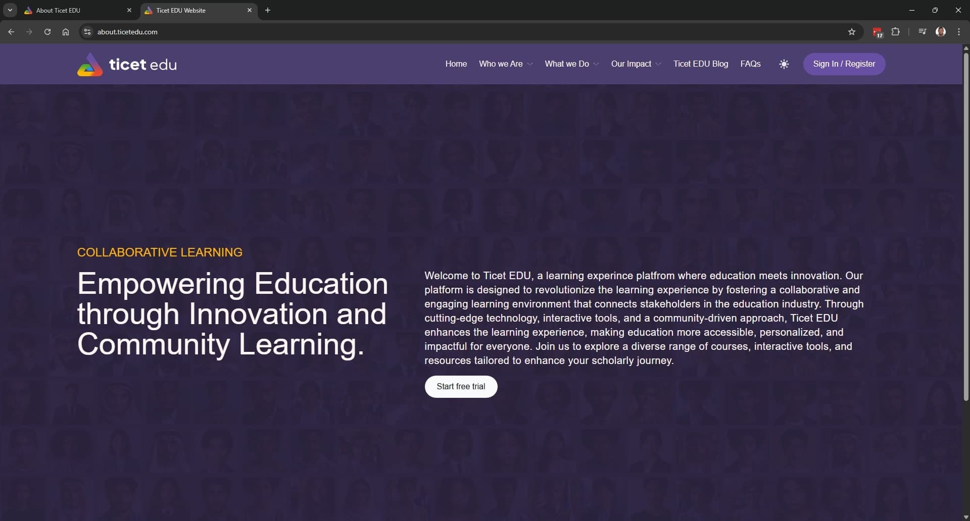 Ticet EDU Website screenshot 1